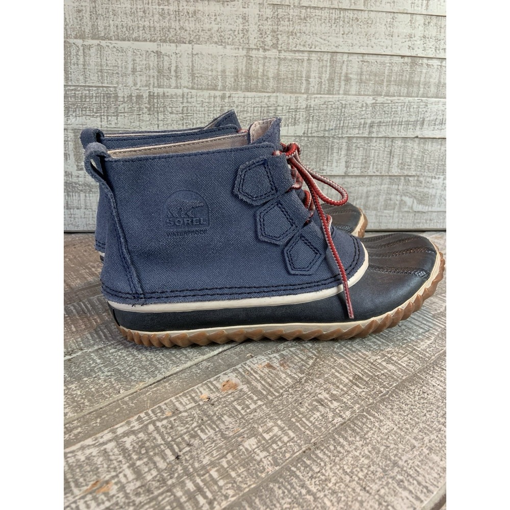 Sorel Out N About Waterproof Duck Boots Navy Women's Size 7 Rubber Toe Blue